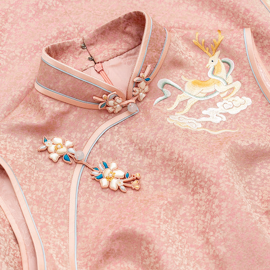 Celestial Deer Amidst Camellias QiPao/Cheongsam
