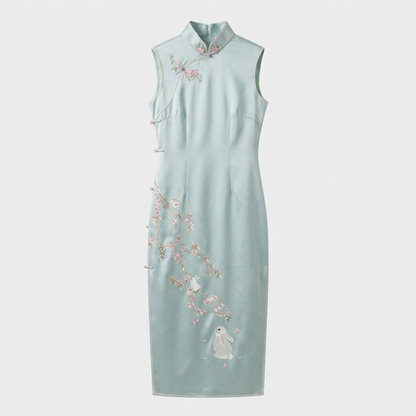 The Rabbit & Apricot Bloom QiPao/Cheongsam