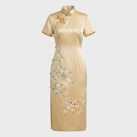 The Mythic Kylin & Gardenia QiPao/Cheongsam