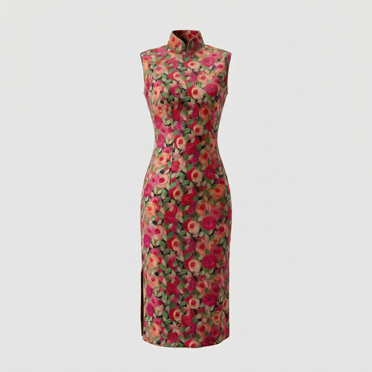 The Crimson Wild Rose QiPao/Cheongsam