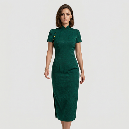 Emerald Shadows & Drifting Scent QiPao/Cheongsam