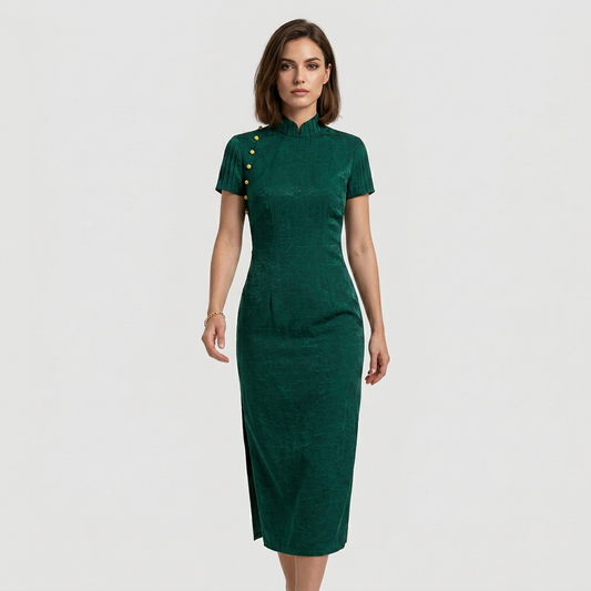 Emerald Shadows & Drifting Scent QiPao/Cheongsam