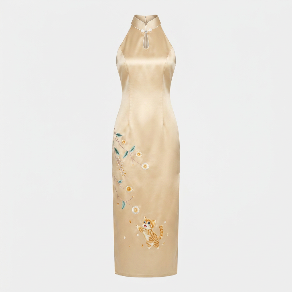 The Amber Cat & Floral Scent QiPao/Cheongsam