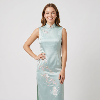 The Rabbit & Apricot Bloom QiPao/Cheongsam