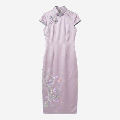 Noble Orchid in Royal Purple QiPao/Cheongsam
