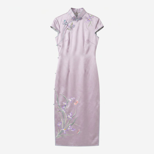 Noble Orchid in Royal Purple QiPao/Cheongsam