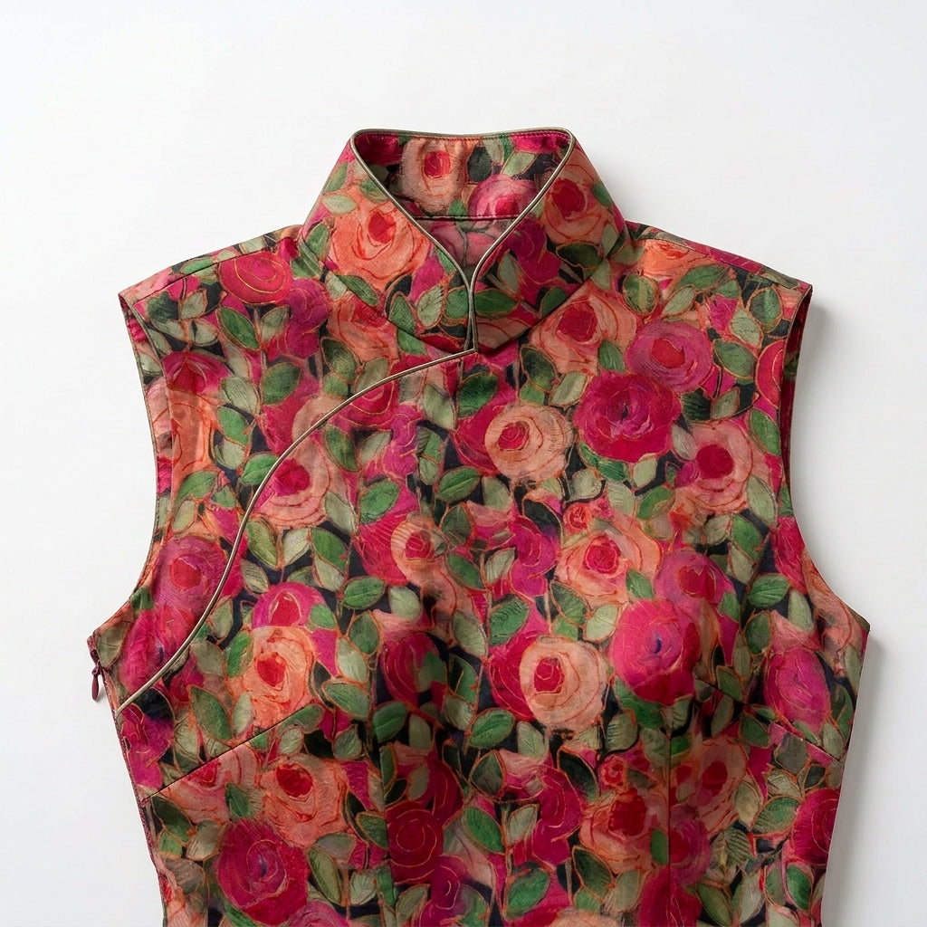 The Crimson Wild Rose QiPao/Cheongsam