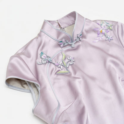 Noble Orchid in Royal Purple QiPao/Cheongsam