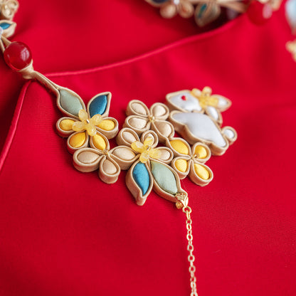 Lunar Rabbit in the Golden Grove QiPao/Cheongsam