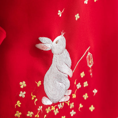Lunar Rabbit in the Golden Grove QiPao/Cheongsam