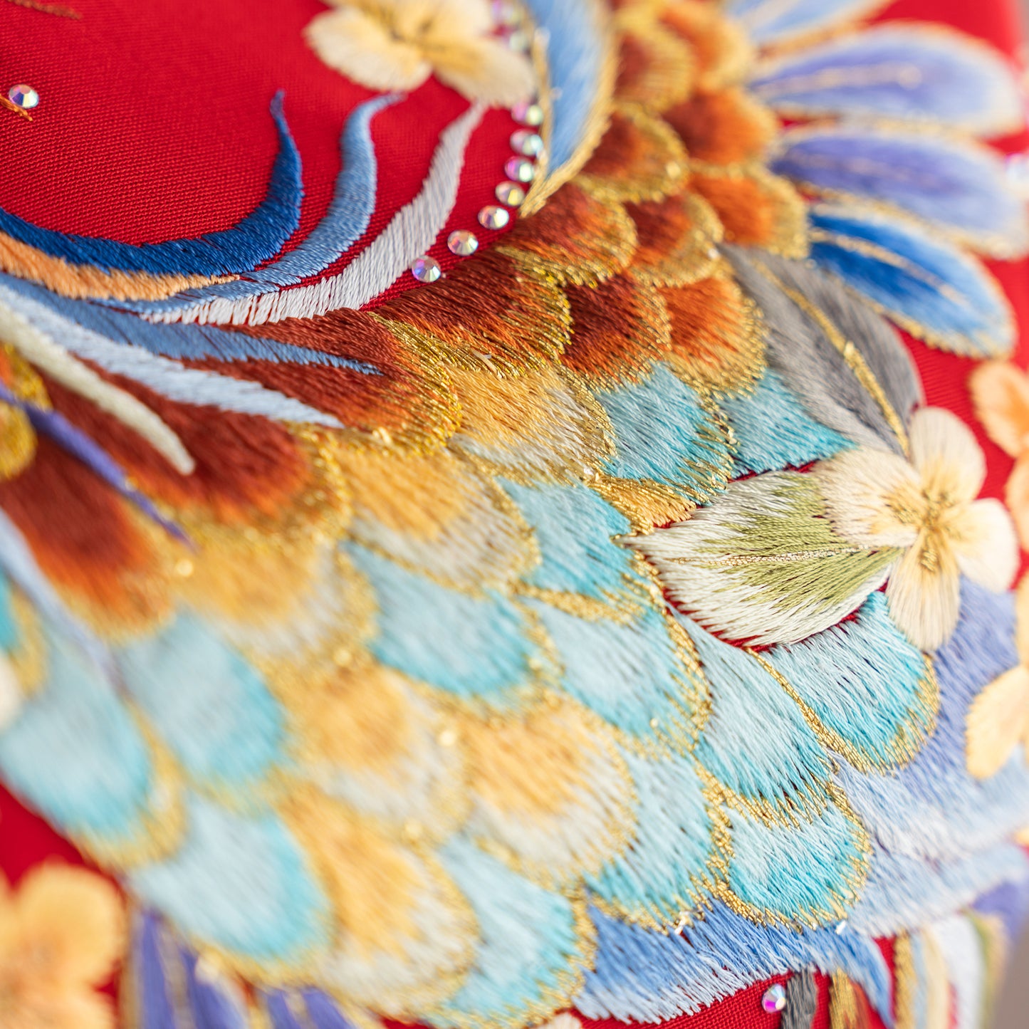 Crimson Plumes on Golden Boughs QiPao/Cheongsam