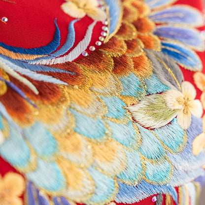 Crimson Plumes on Golden Boughs QiPao/Cheongsam