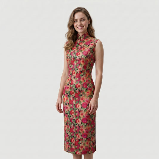 The Crimson Wild Rose QiPao/Cheongsam