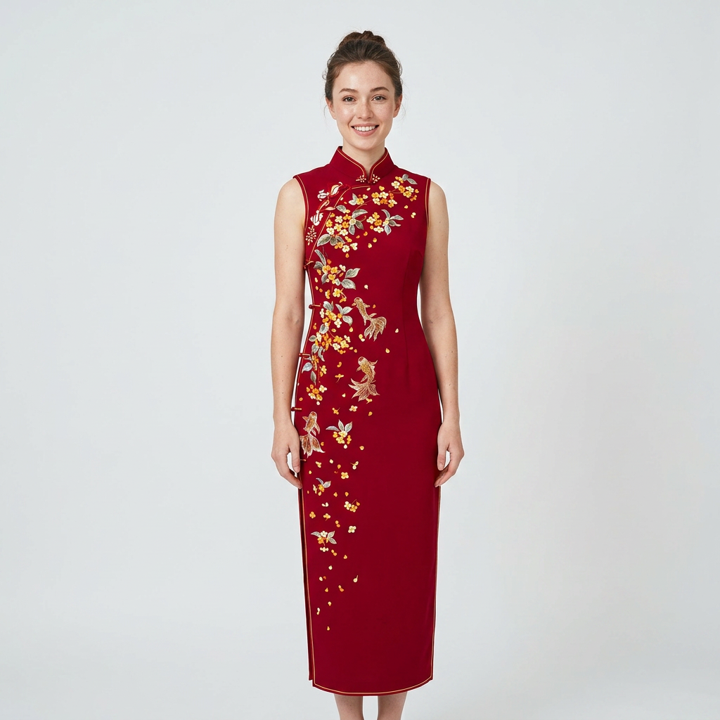 Leaping Koi & Dancing Osmanthus QiPao/Cheongsam