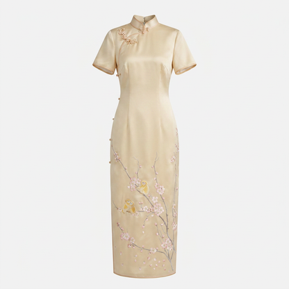 Golden-Thread Winter Sweet QiPao/Cheongsam