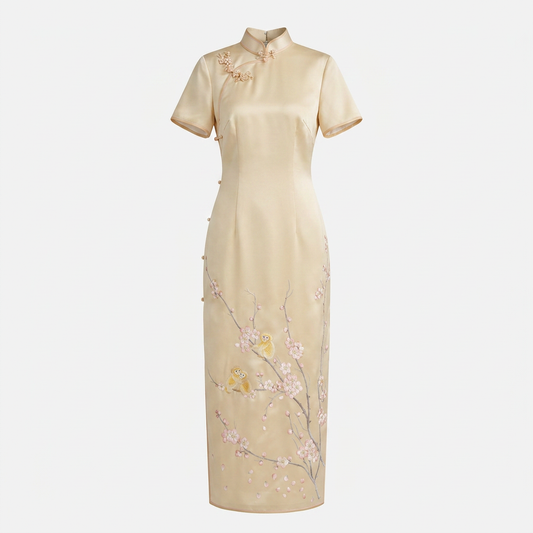 Golden-Thread Winter Sweet QiPao/Cheongsam