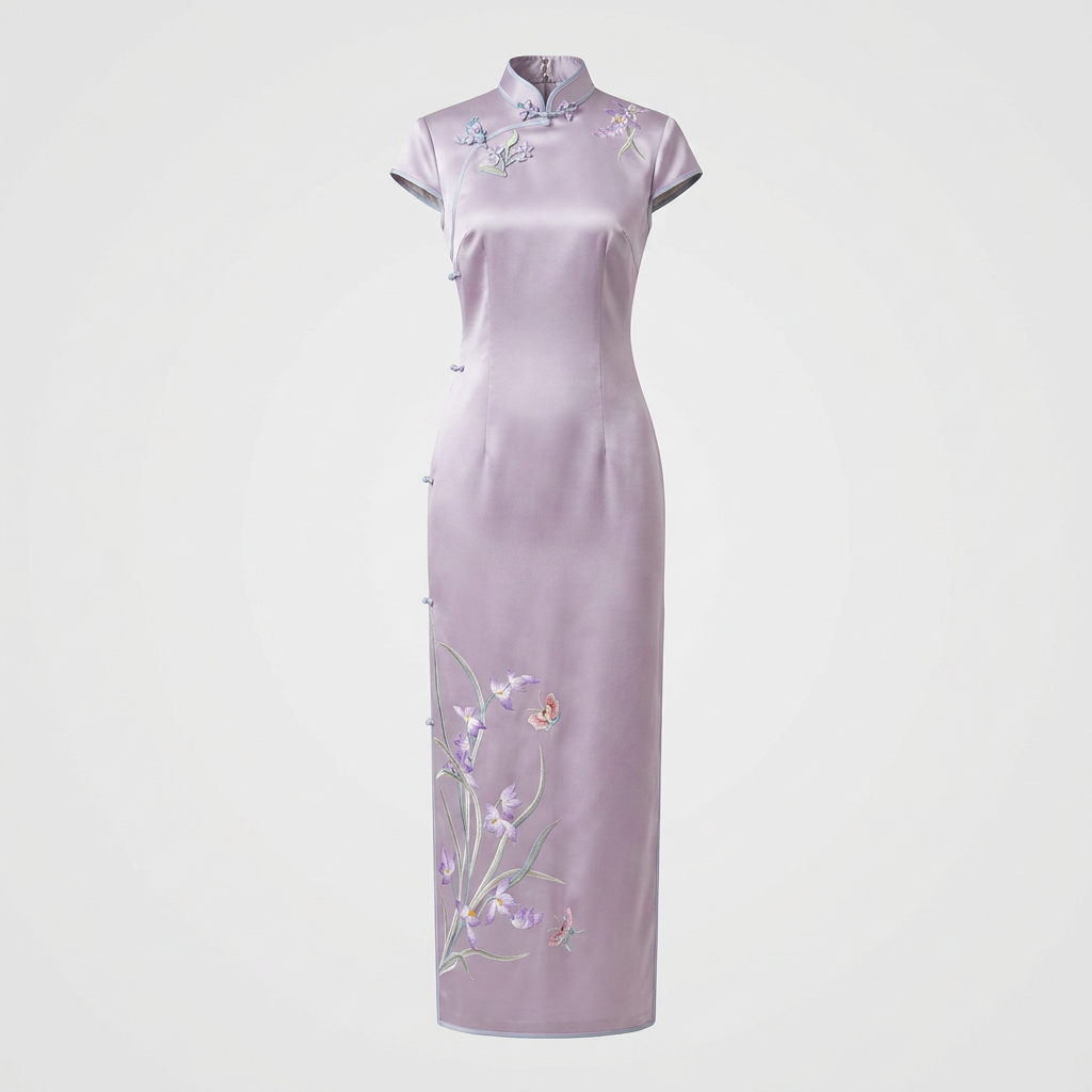 Noble Orchid in Royal Purple QiPao/Cheongsam