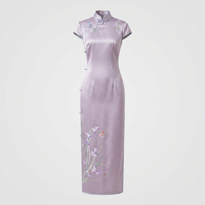 Noble Orchid in Royal Purple QiPao/Cheongsam