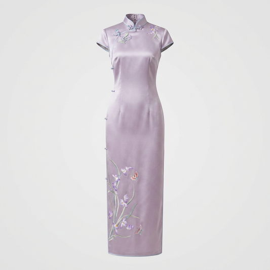 Noble Orchid in Royal Purple QiPao/Cheongsam